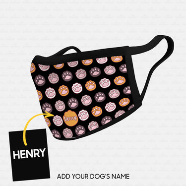 Personalized Dog Gift Idea - Many Cute Dog Paws On Black For Dog Lovers - Cloth Mask